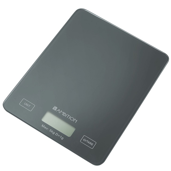 Cantar bucatarie max. 5kg, gri, Ambition Grey