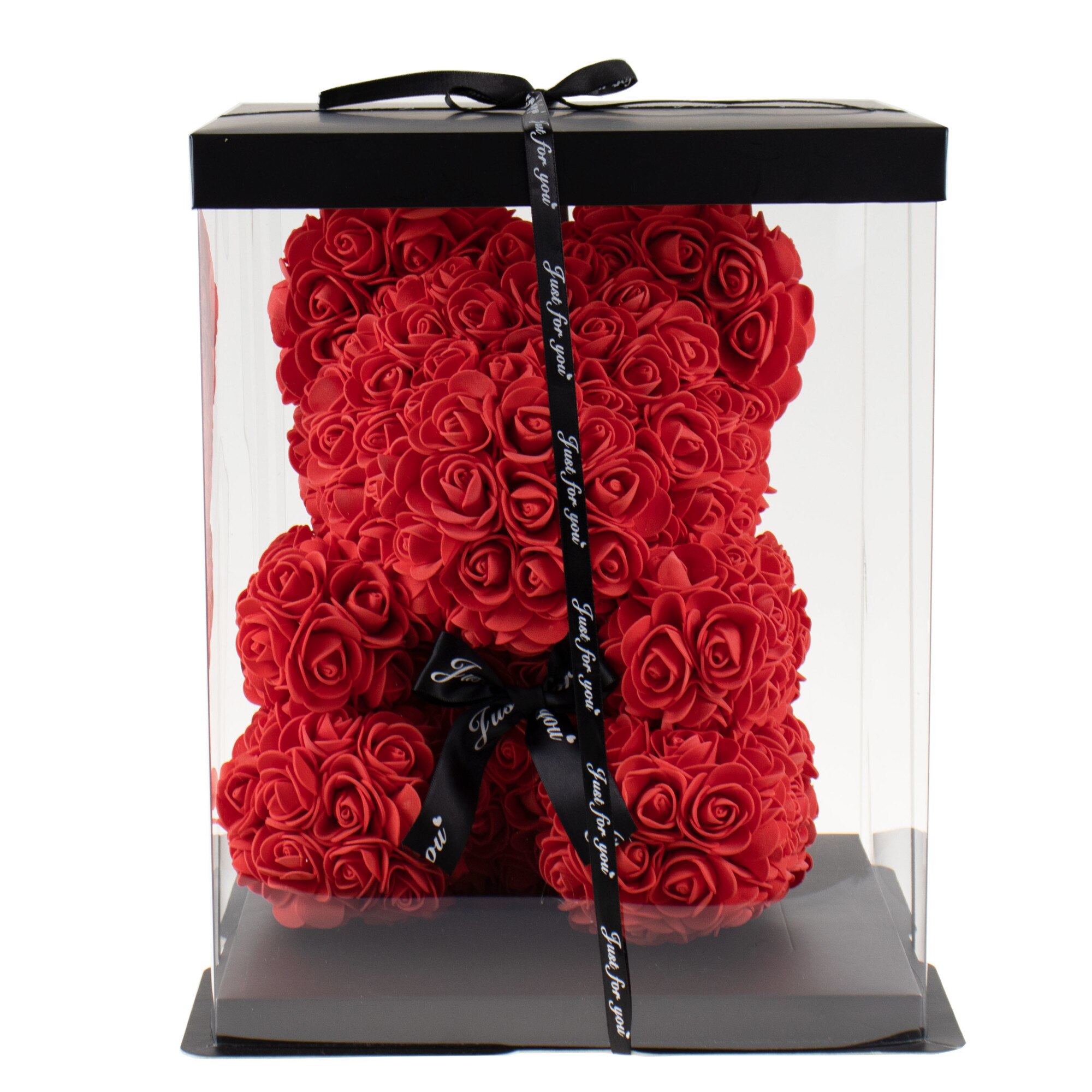 Ursulet din trandafiri de spuma + Cutie, 30 cm, Rosu / CD4084-1_1