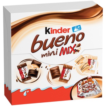 Mix de ciocolata mini Kinder Bueno Choco, Dark si White, 130g Mix de ciocolata mini Kinder Bueno Choco, Dark si White, 130g