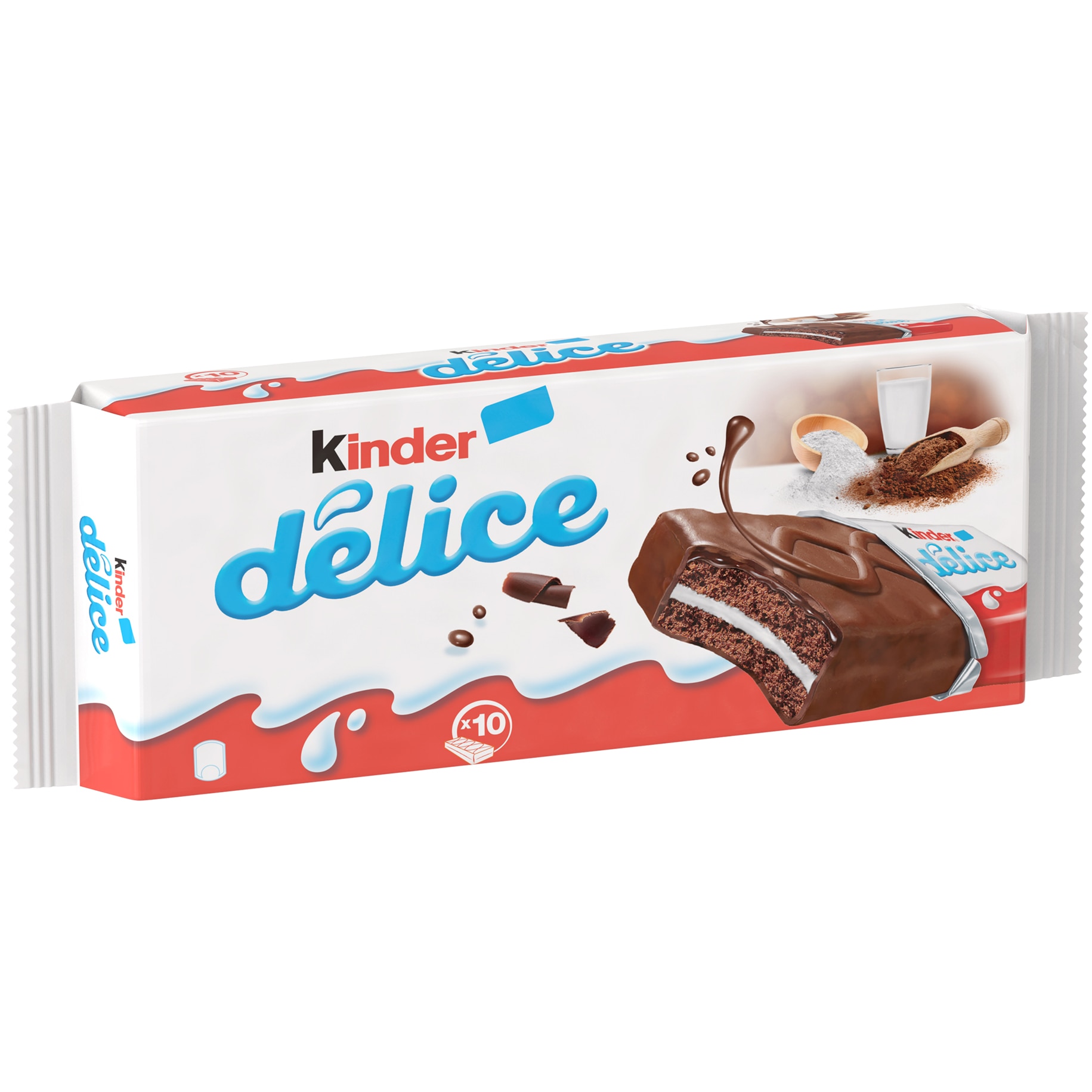 Pachet prajitura cu lapte si cacao Kinder Delice, 10 bucati, 390g