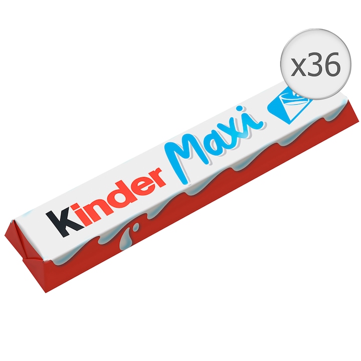 Pachet batoane de ciocolata cu lapte Kinder Maxi Chocolate, 36 bucati, 756g
