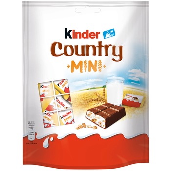 Pachet batoane de ciocolata cu crema de lapte si cereale Kinder Mini Country, 106g Pachet batoane de ciocolata cu crema de lapte si cereale Kinder Mini Country, 106g