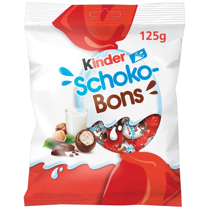 Kinder Schokobons Csokoládé tejjel és mogyoró darabokkal 125g