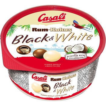 Bomboane cu rom si cocos Casali Black & White, 300g Bomboane cu rom si cocos Casali Black & White, 300g