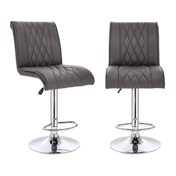 Set 2 scaune de bar cromat Moderna Bristol, piele ecologica, gri Set 2 scaune de bar cromat Moderna Bristol, piele ecologica, gri