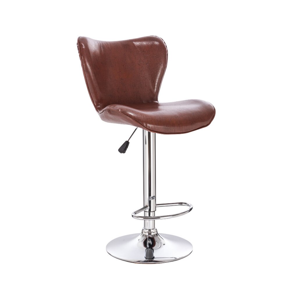 Scaun de bar cromat Bavaria, piele ecologica, mocca