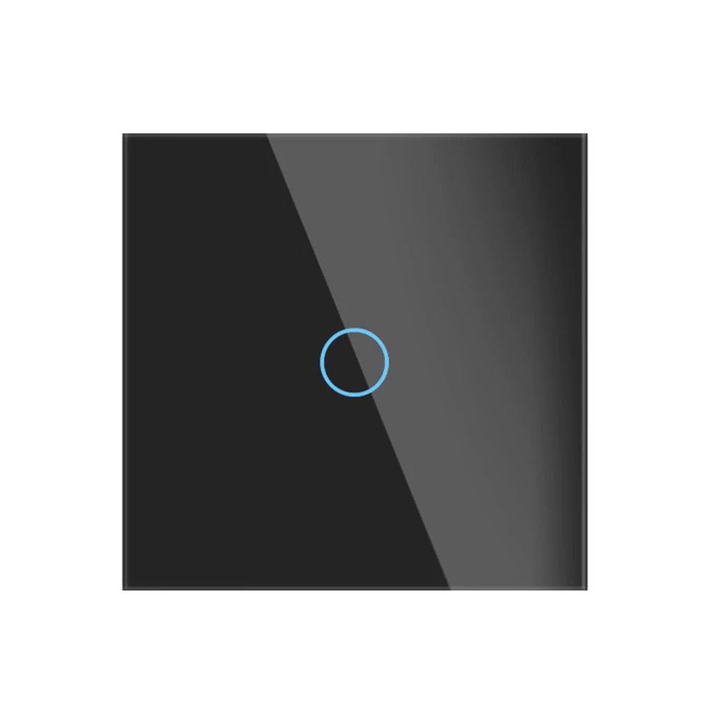 Intrerupator touch inteligent WiFi, fara Null, din sticla securizata, Tuya, 10A, 300W, Negru