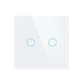 Intrerupator touch inteligent WiFi, fara Null, din sticla securizata, Tuya, 10A, 600W, Alb Intrerupator touch inteligent WiFi, fara Null, din sticla securizata, Tuya, 10A, 600W, Alb