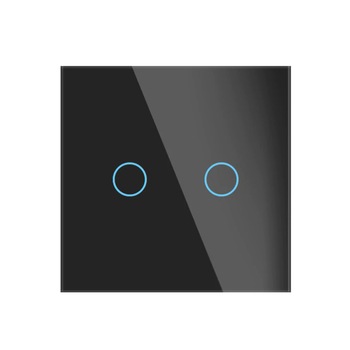 Intrerupator touch inteligent WiFi, fara Null, din sticla securizata, Tuya, 10A, 600W, Negru Intrerupator touch inteligent WiFi, fara Null, din sticla securizata, Tuya, 10A, 600W, Negru