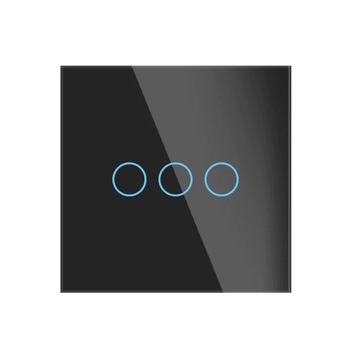 Intrerupator touch inteligent WiFi, fara Null, din sticla securizata, Tuya, 10A, 900W, Negru Intrerupator touch inteligent WiFi, fara Null, din sticla securizata, Tuya, 10A, 900W, Negru