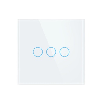 Intrerupator touch inteligent WiFi, fara Null, din sticla securizata, Tuya, 10A, 900W, Aib Intrerupator touch inteligent WiFi, fara Null, din sticla securizata, Tuya, 10A, 900W, Aib