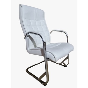 Scaun de birou/conferinta/vizitator, alb, cromat Scaun de birou/conferinta/vizitator, alb, cromat