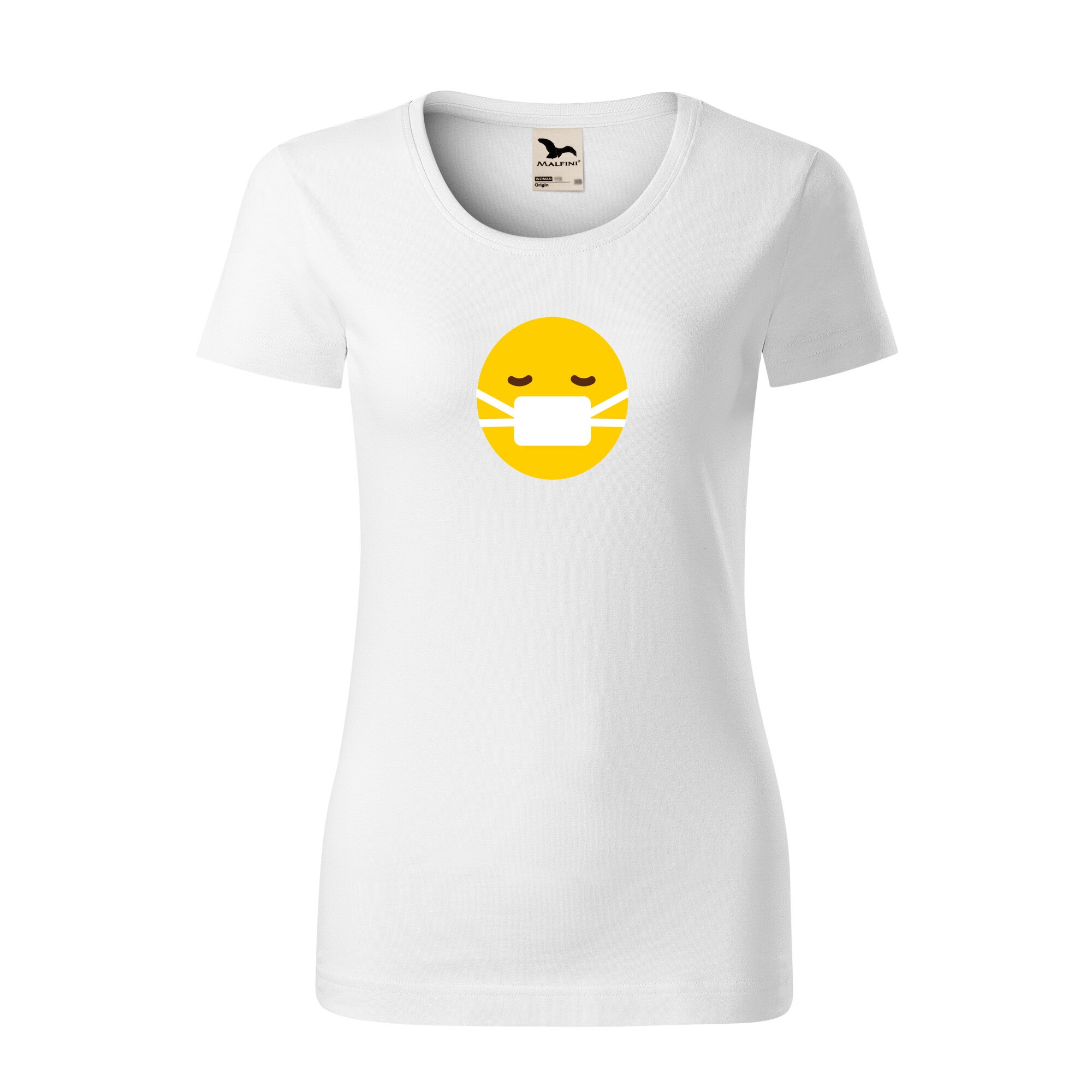 Tricou dama clasic, Malfini, Emoji Mask on Face, Alb, M