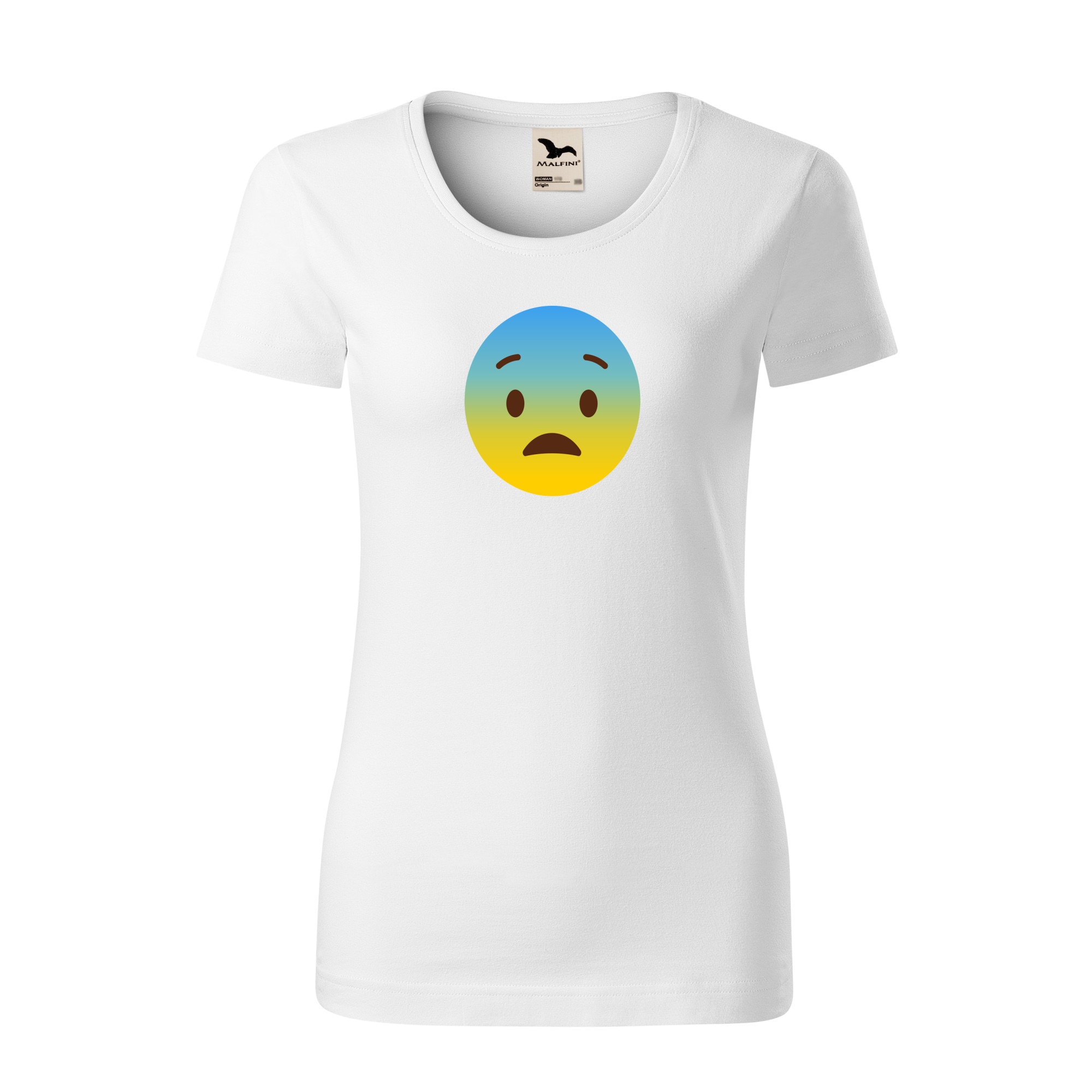 Tricou dama clasic, Malfini, Emoji Scared Face, Alb, L
