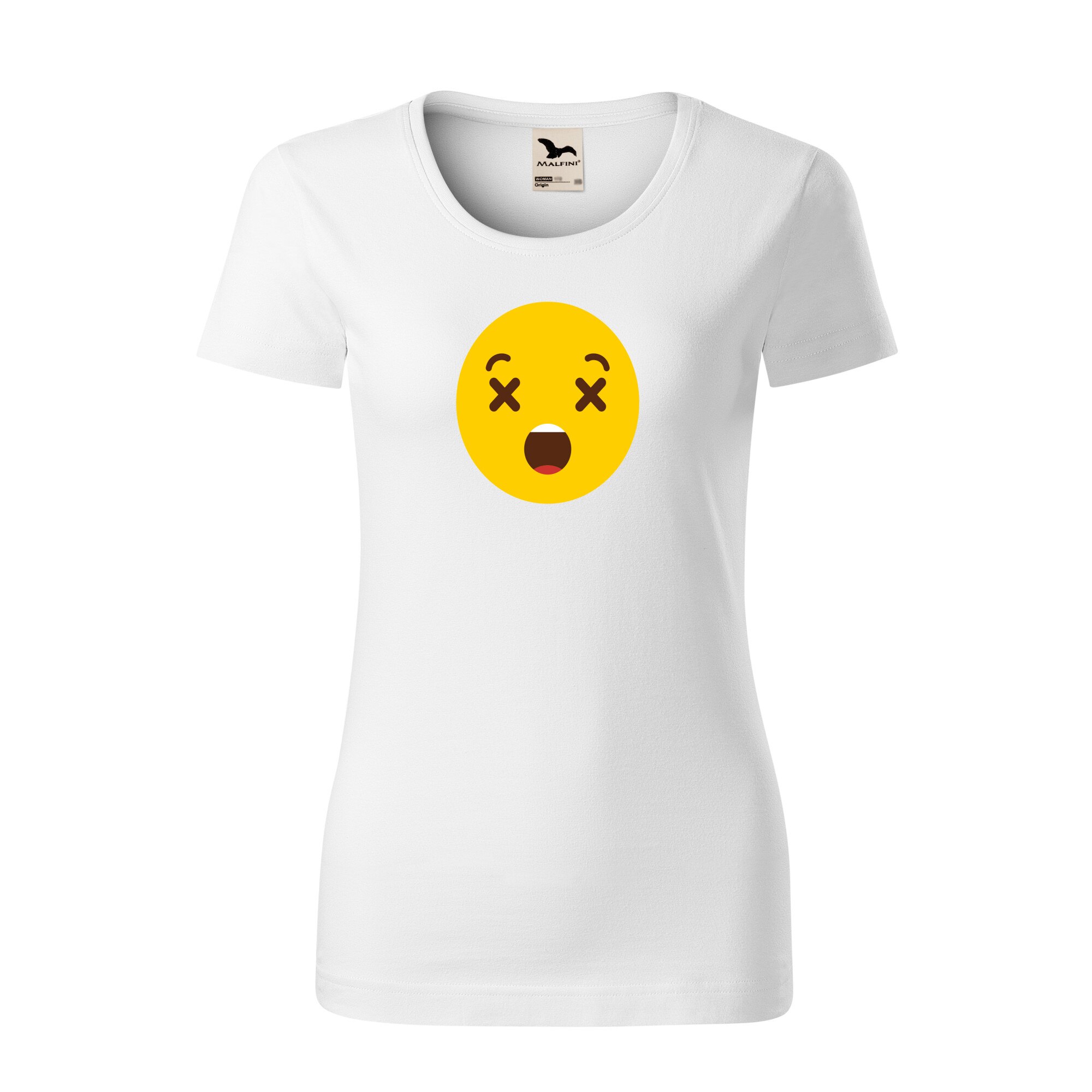 Tricou dama clasic, Malfini, Emoji Dead Face, Alb, M