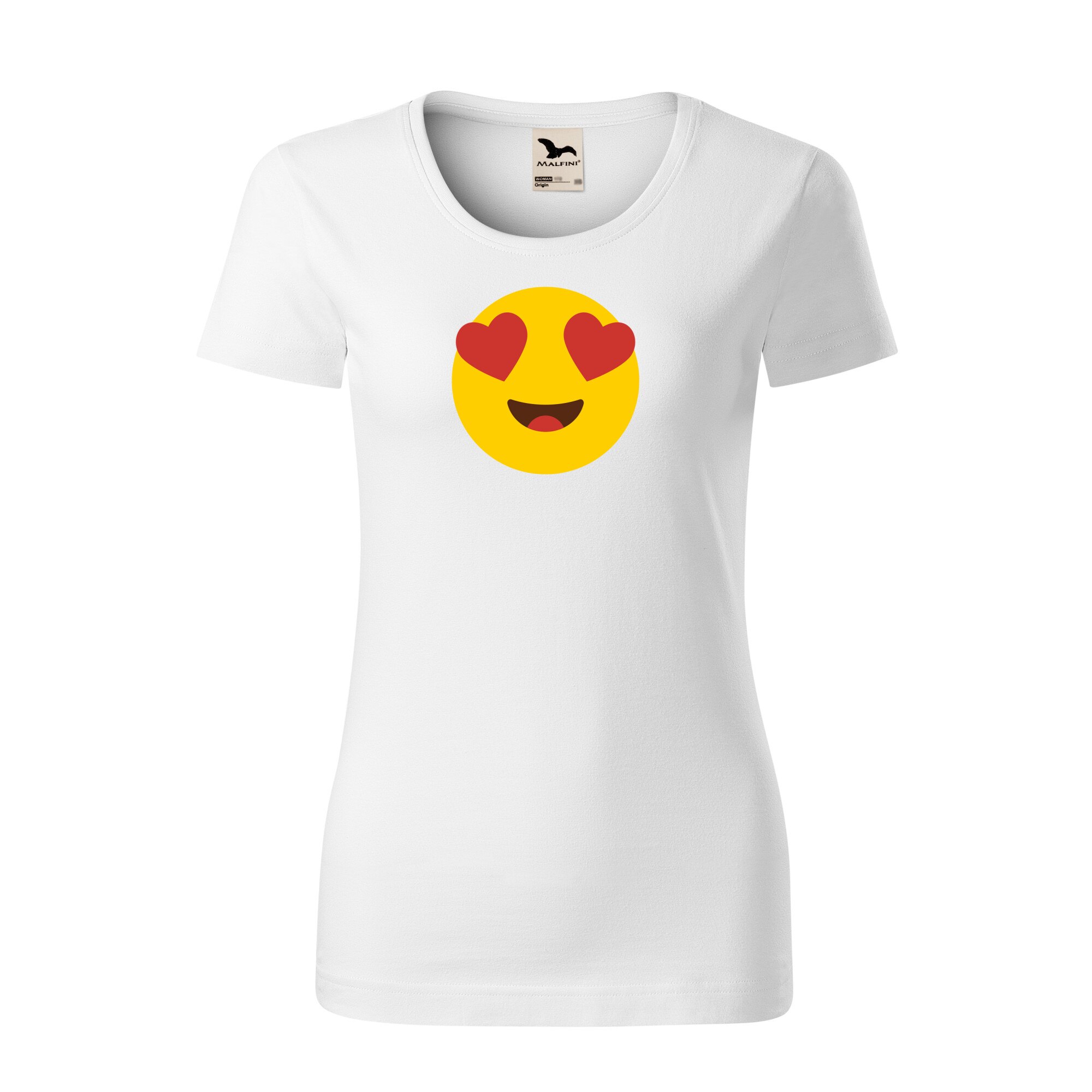 Tricou dama clasic, Malfini, Emoji Heart Eyes Face, Alb, S