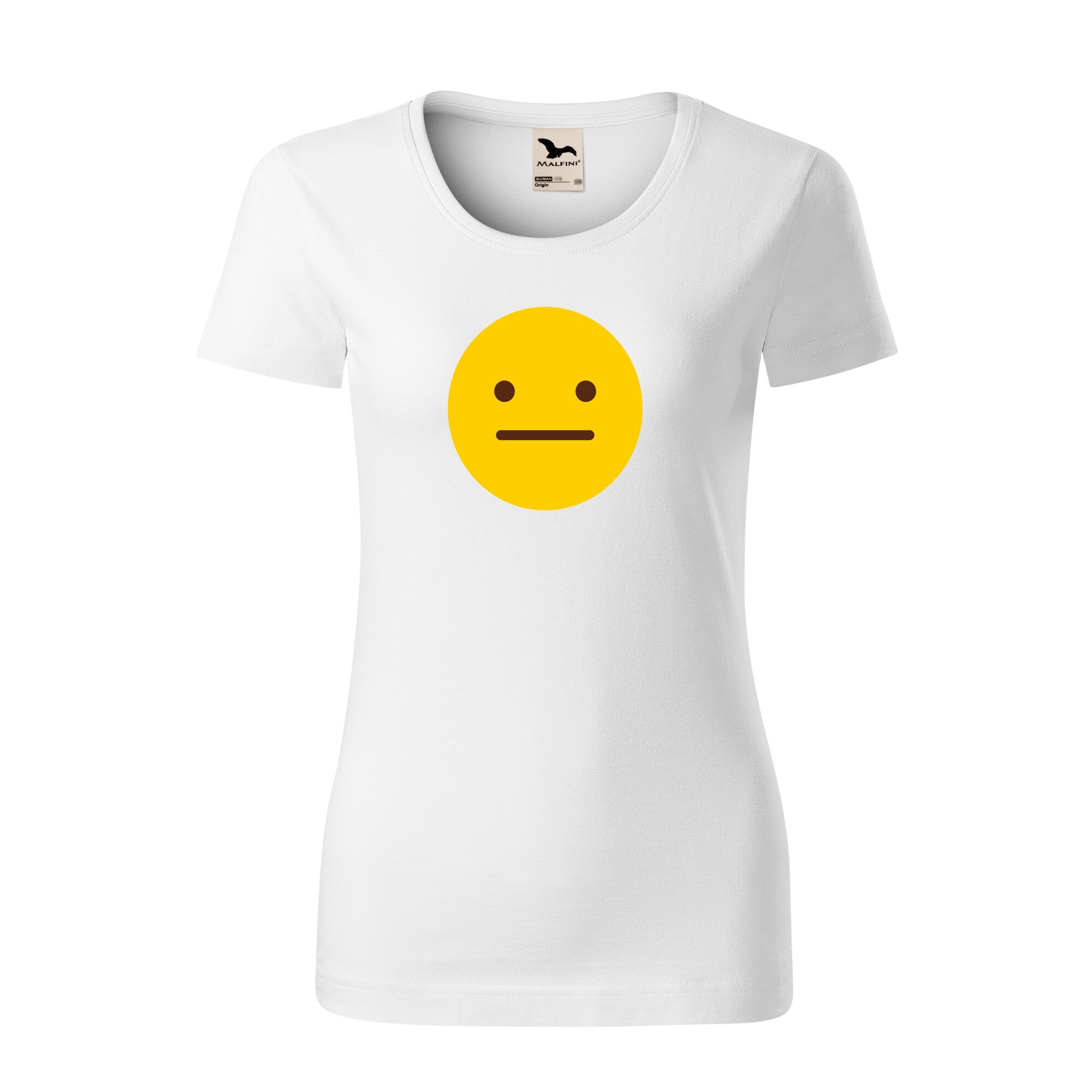 Tricou dama clasic, Malfini, Emoji Poker Face, Alb, M