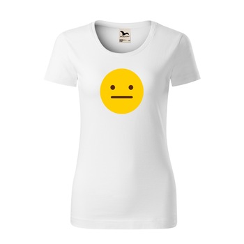 Tricou dama clasic, Malfini, Emoji Poker Face, Alb, M Tricou dama clasic, Malfini, Emoji Poker Face, Alb, M