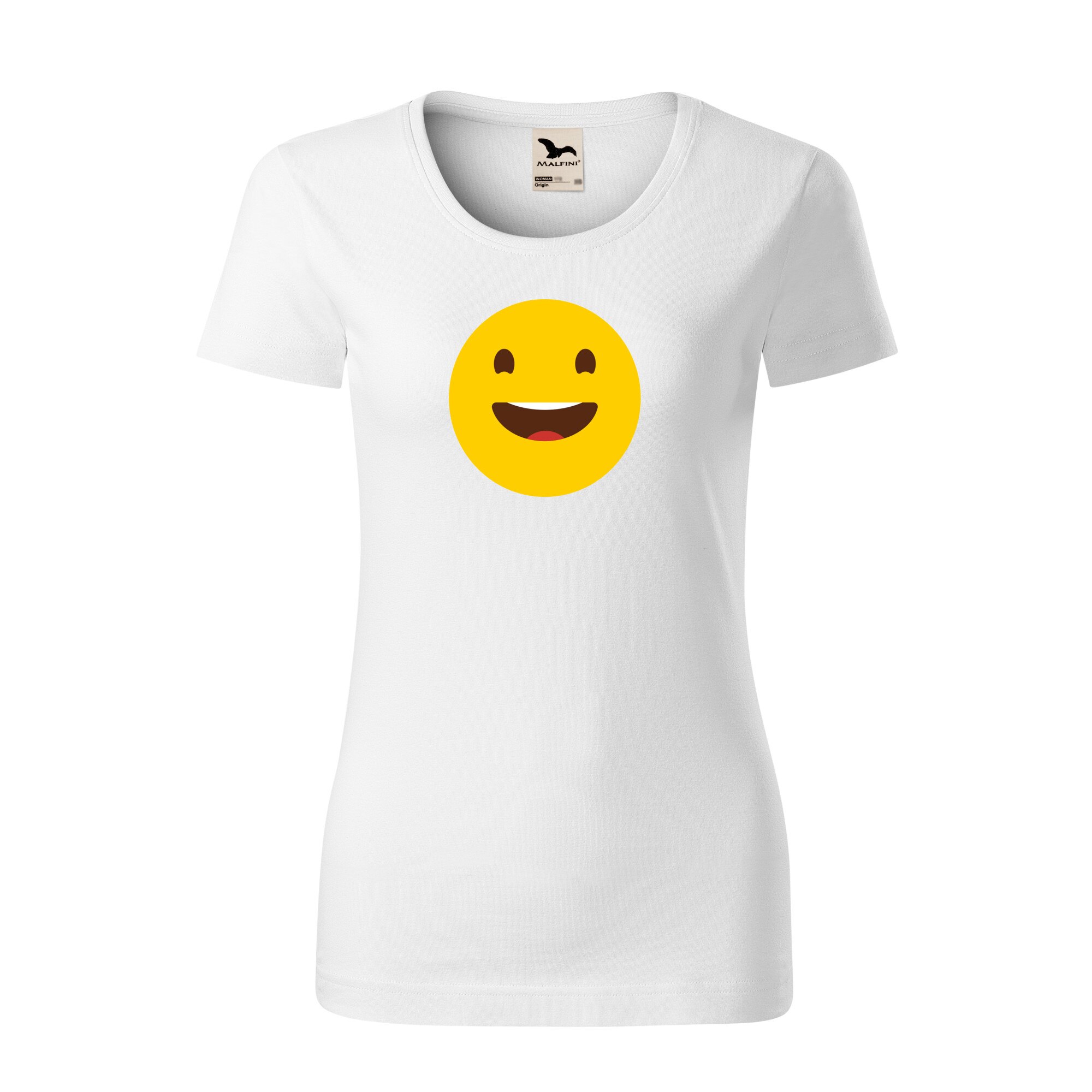 Tricou dama clasic, Malfini, Emoji Smiley Face, Alb, L