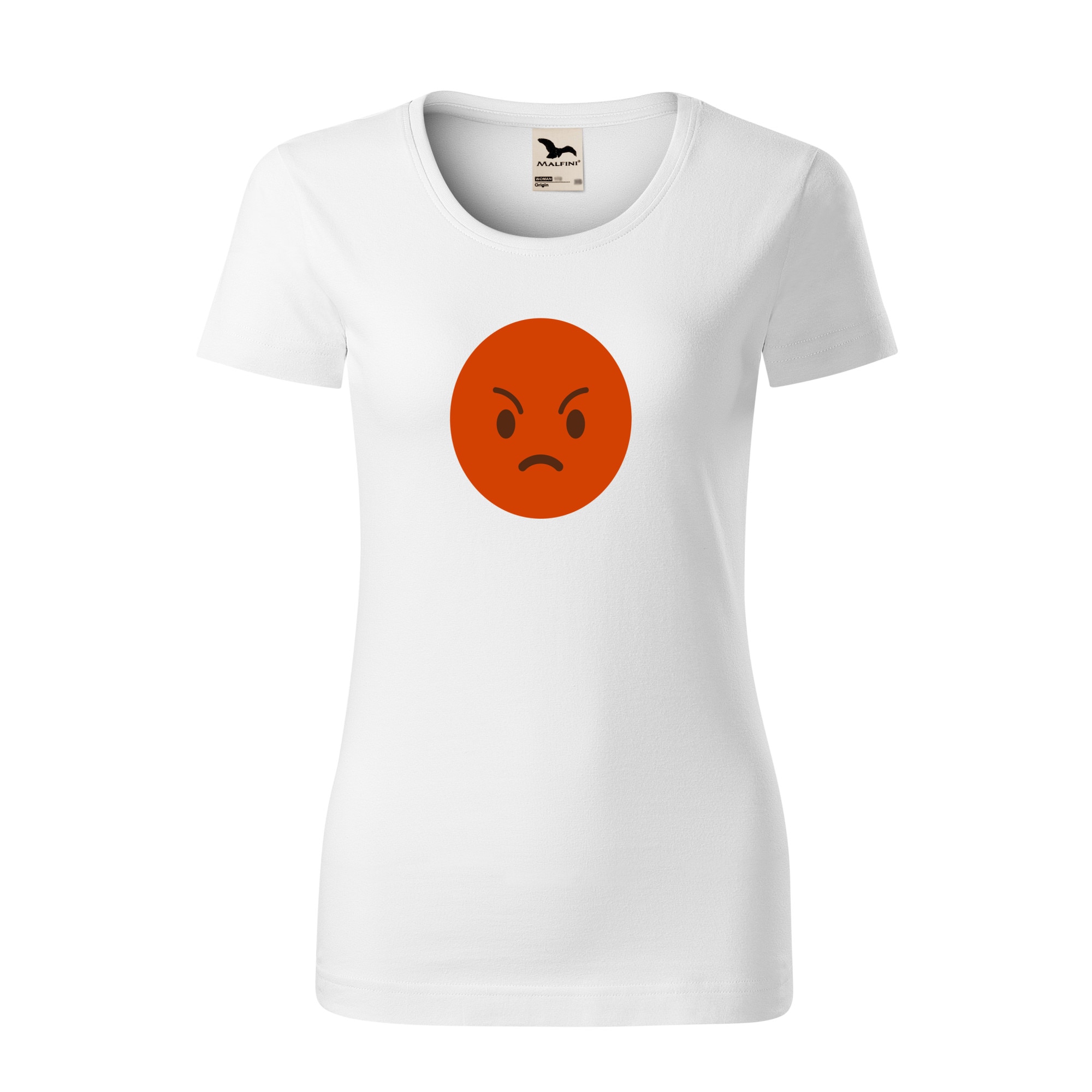 Tricou dama clasic, Malfini, Emoji Angry Face, Alb, L