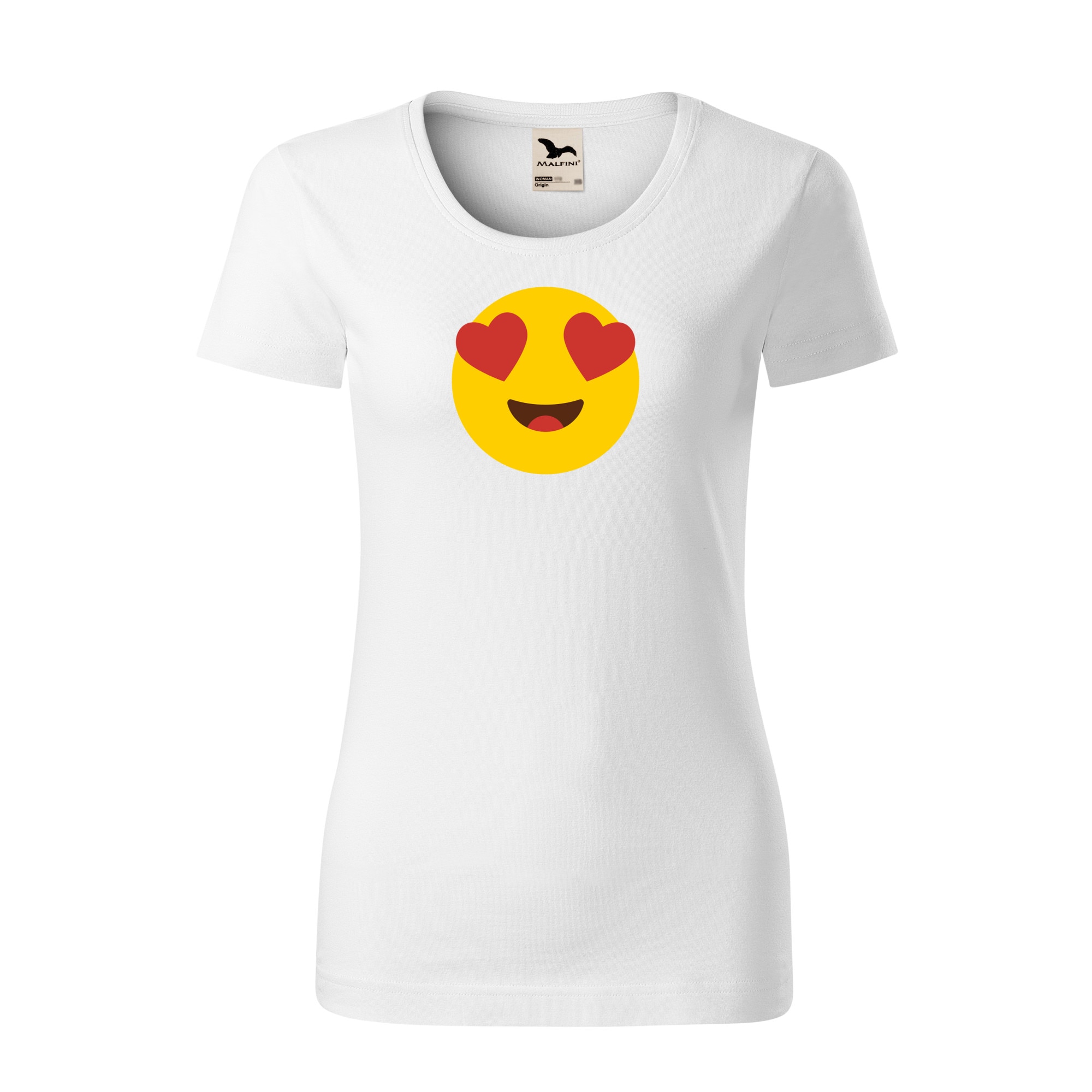 Tricou dama clasic, Malfini, Emoji Heart Eyes Face, Alb, L