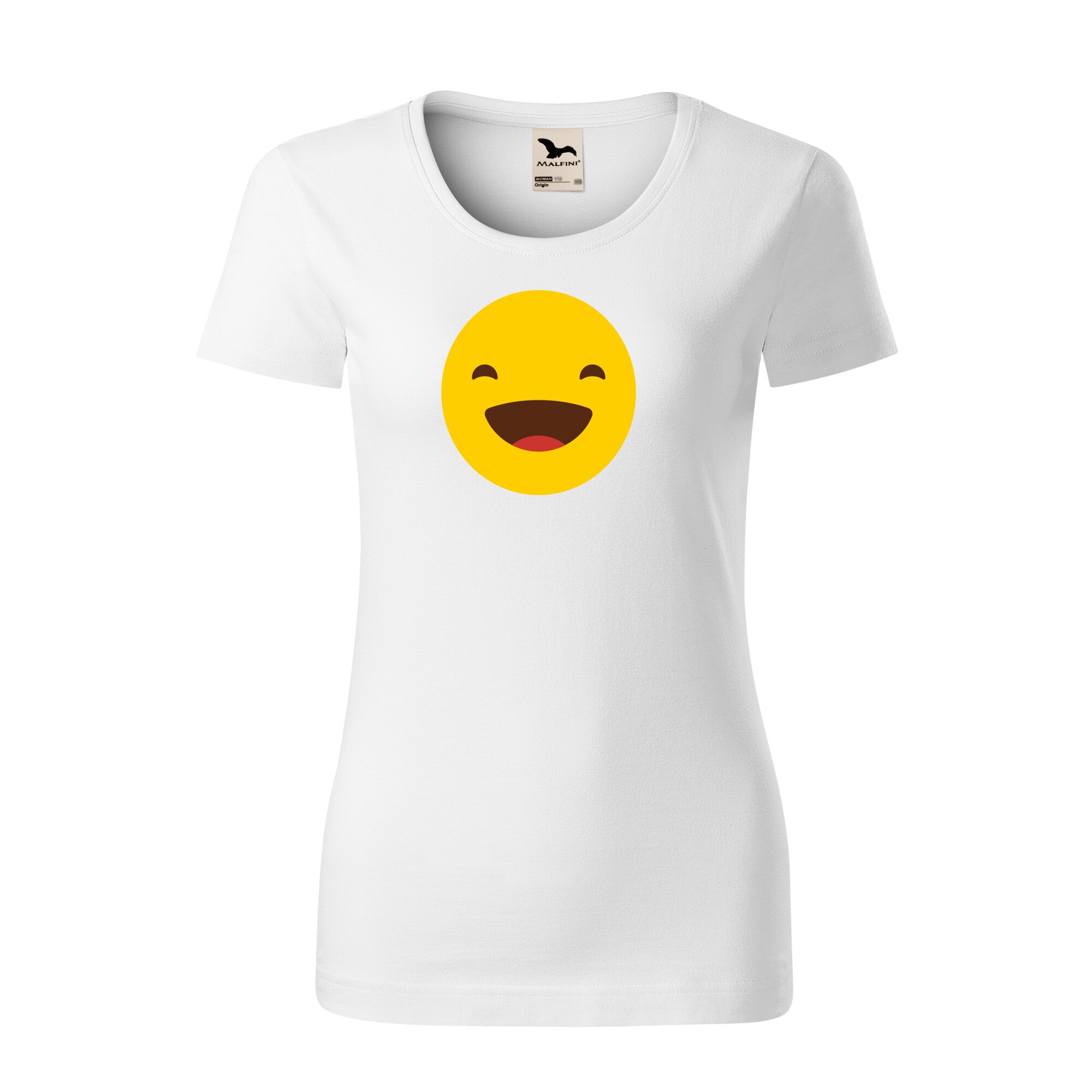Tricou dama clasic, Malfini, Emoji Smile Mouth Open, Alb, M