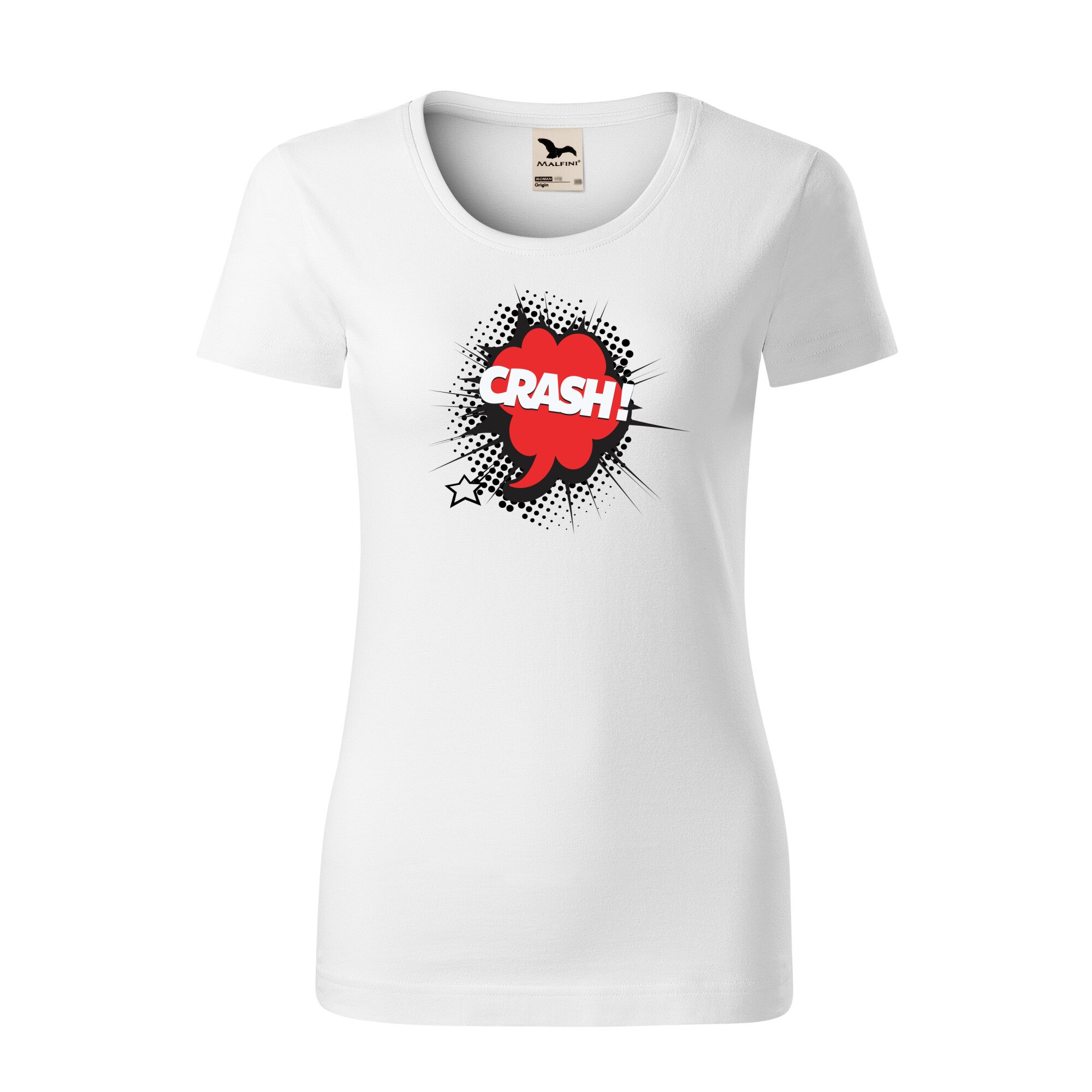Tricou dama clasic, Malfini, Comic Crash, Alb, M