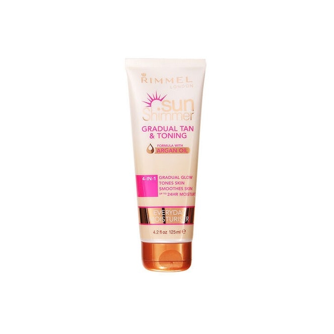 Lotiune autobronzanta Rimmel Sun Shimmer, Gradual Tan & Toning 4-in-1, 125 ml