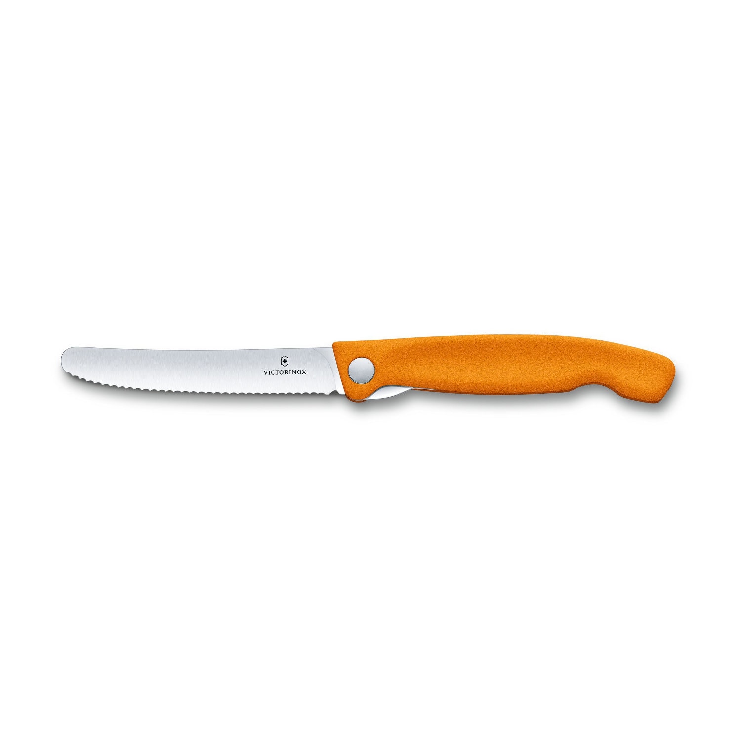 Cutit pliabil Victorinox Swiss Classic cu lama zimtata de 11 cm, portocaliu