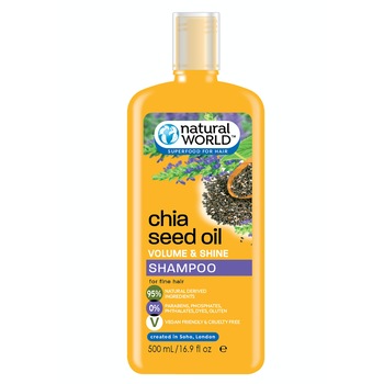 Sampon cu ulei de seminte de Chia pentru volum si stralucire, Natural World, 500ml Sampon cu ulei de seminte de Chia pentru volum si stralucire, Natural World, 500ml