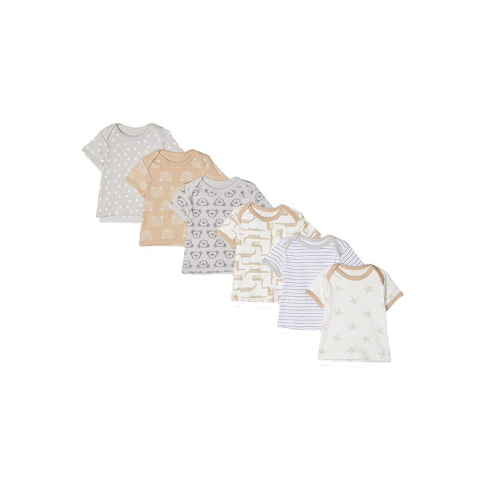 Set 6 tricouri bumbac baieti, Care, multicolor, 50 cm, 0 luni