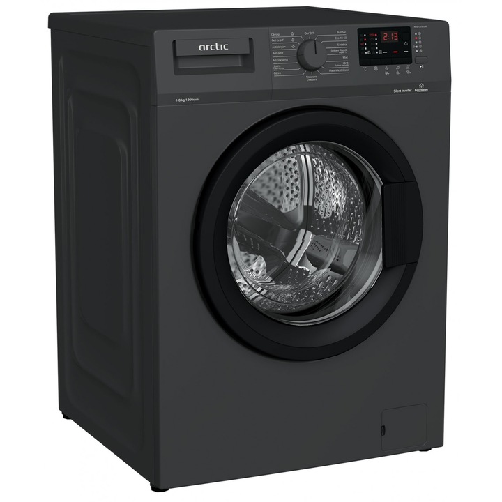 Masina de spalat rufe Arctic APL81223XLAB, 8 kg, 1200 RPM, Clasa C, Motor Silent Inverter, ExtraSteam, Aqua surf, Negru