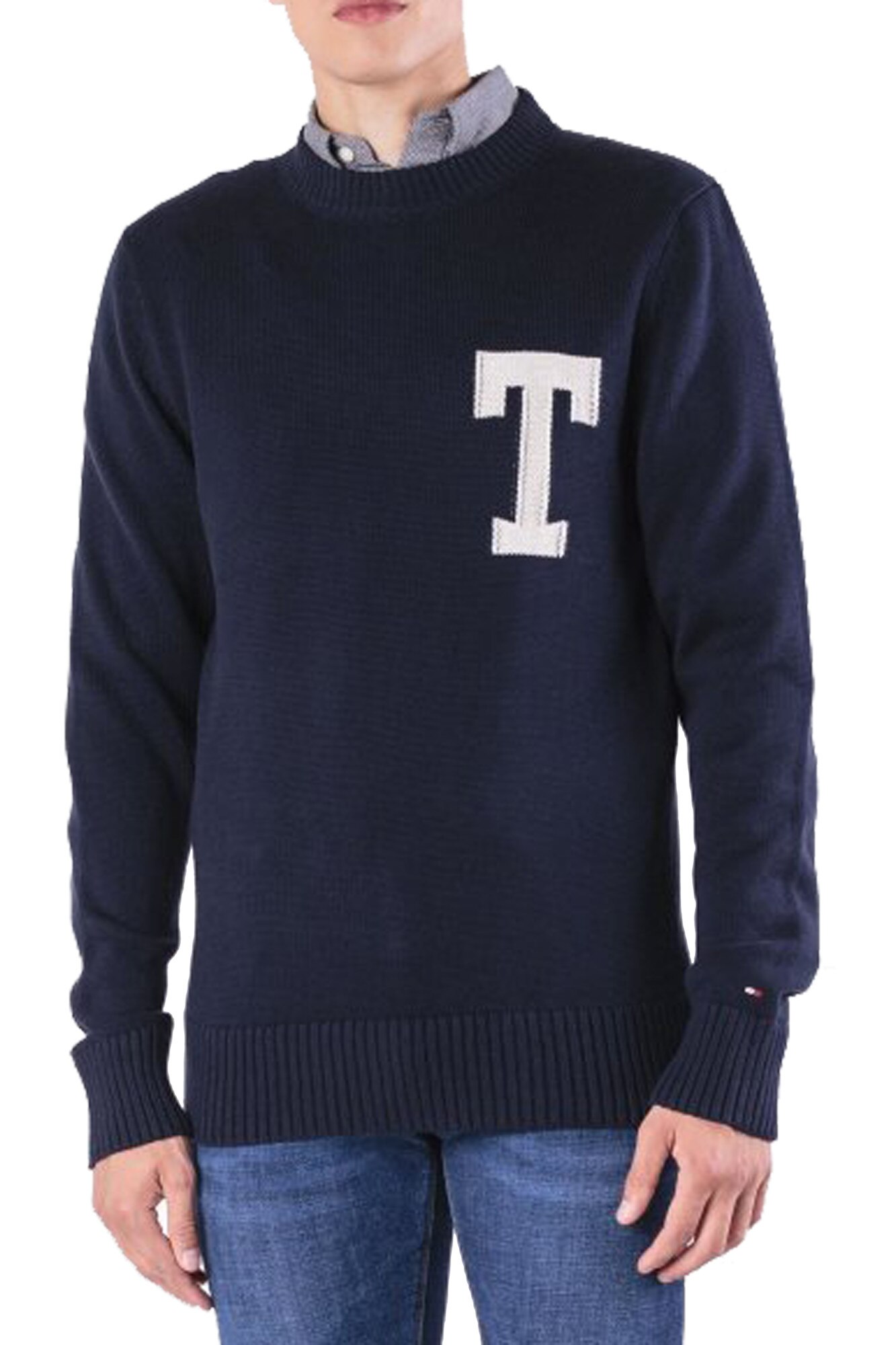 Pulover barbati din bumbac, Tommy Hilfiger, Negru