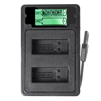 Incarcator dual cu indicator LCD pentru baterii compatibile cu GoPro Hero 9 Incarcator dual cu indicator LCD pentru baterii compatibile cu GoPro Hero 9