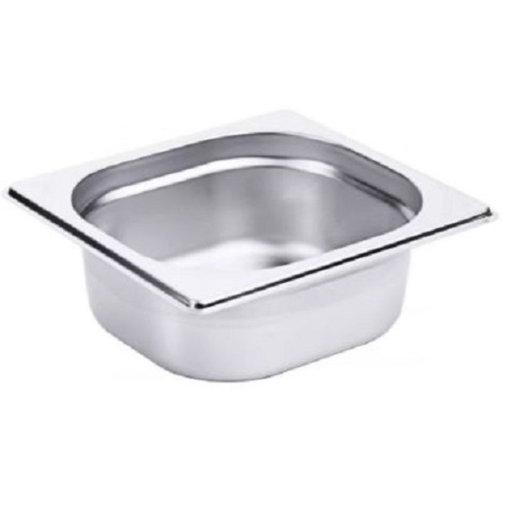 Tava inox tip gastronom 1/6 - 65 mm, IDEAL INOX, dimensiuni mm 176*162*65, capacitate 1 l