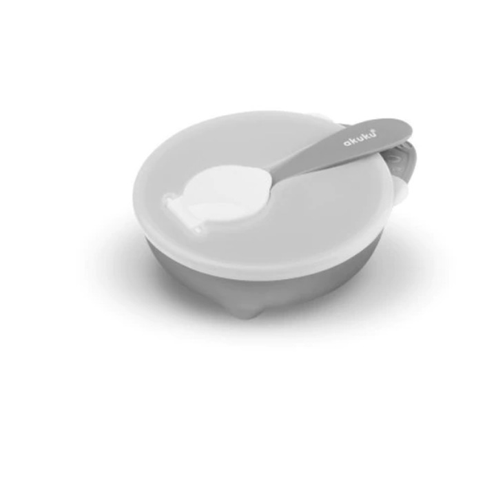 Castron cu lingurita si capac Akuku 250 ml gri