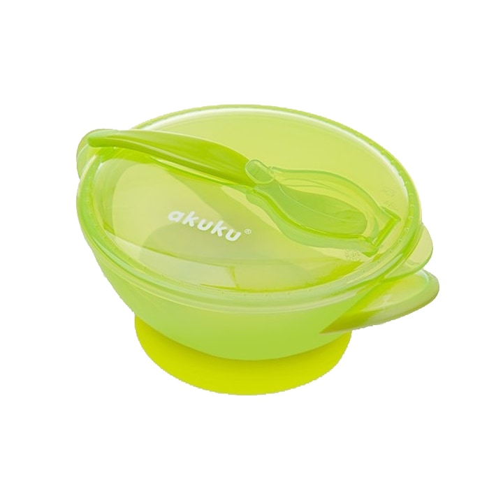 Set 2 piese castron si lingurita Akuku A0454, Verde