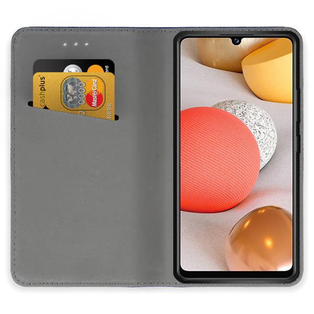 Husa tip carte compatibila cu Samsung Galaxy A22 4G, G-Tech Flip Book, inchidere magnetica, buzunar card, premium stand, Negru