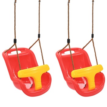 Set de 2 leagane pentru bebelusi 6-36 luni, vidaXL, Polipropilena, 36 x 43 x 42 cm, Rosu/Galben Set de 2 leagane pentru bebelusi 6-36 luni, vidaXL, Polipropilena, 36 x 43 x 42 cm, Rosu/Galben