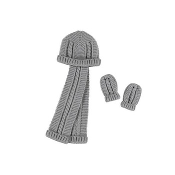 Set, caciula, fular, manusi, casual, fete, gri, 12 luni Set, caciula, fular, manusi, casual, fete, gri, 12 luni