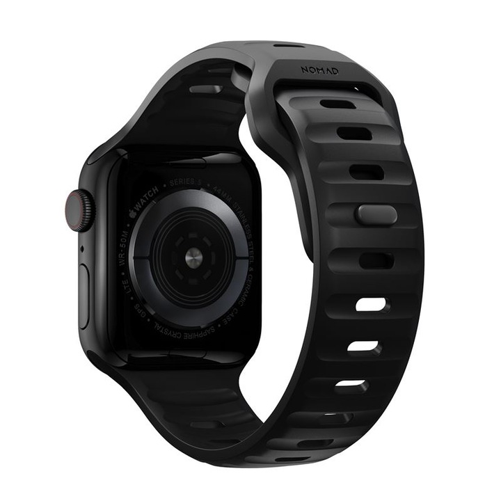 Водоустойчива каишка NOMAD Sport Strap, Съвместима с Apple Watch 4/5/6/7/8/SE/Ultra 42/44/45/49 мм, Черен