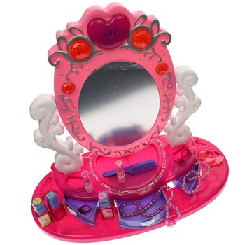 Set salon de frumusete de jucarie, cu oglinda 14 accesorii, sunete si luminite - 78008A Set salon de frumusete de jucarie, cu oglinda 14 accesorii, sunete si luminite - 78008A