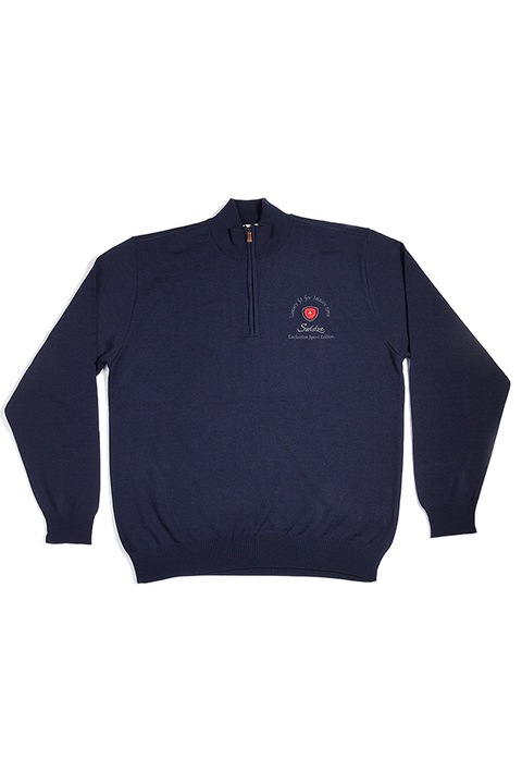 Мъжки пуловер SWISIZE, 100% мерино, Наситенотъмносин, S