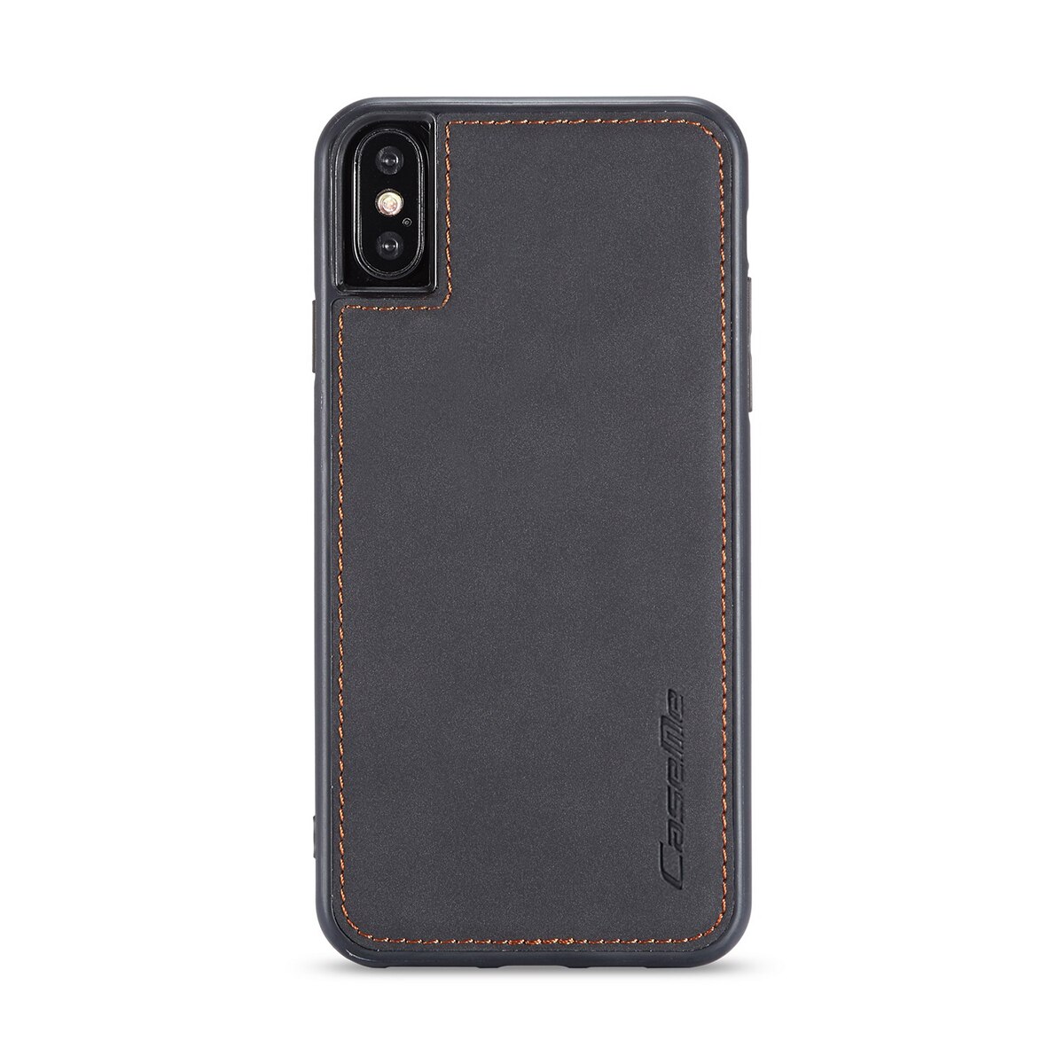 Husa iPhone X / XS, CaseMe, slim piele, tip back cover, textura catifelata, Negru