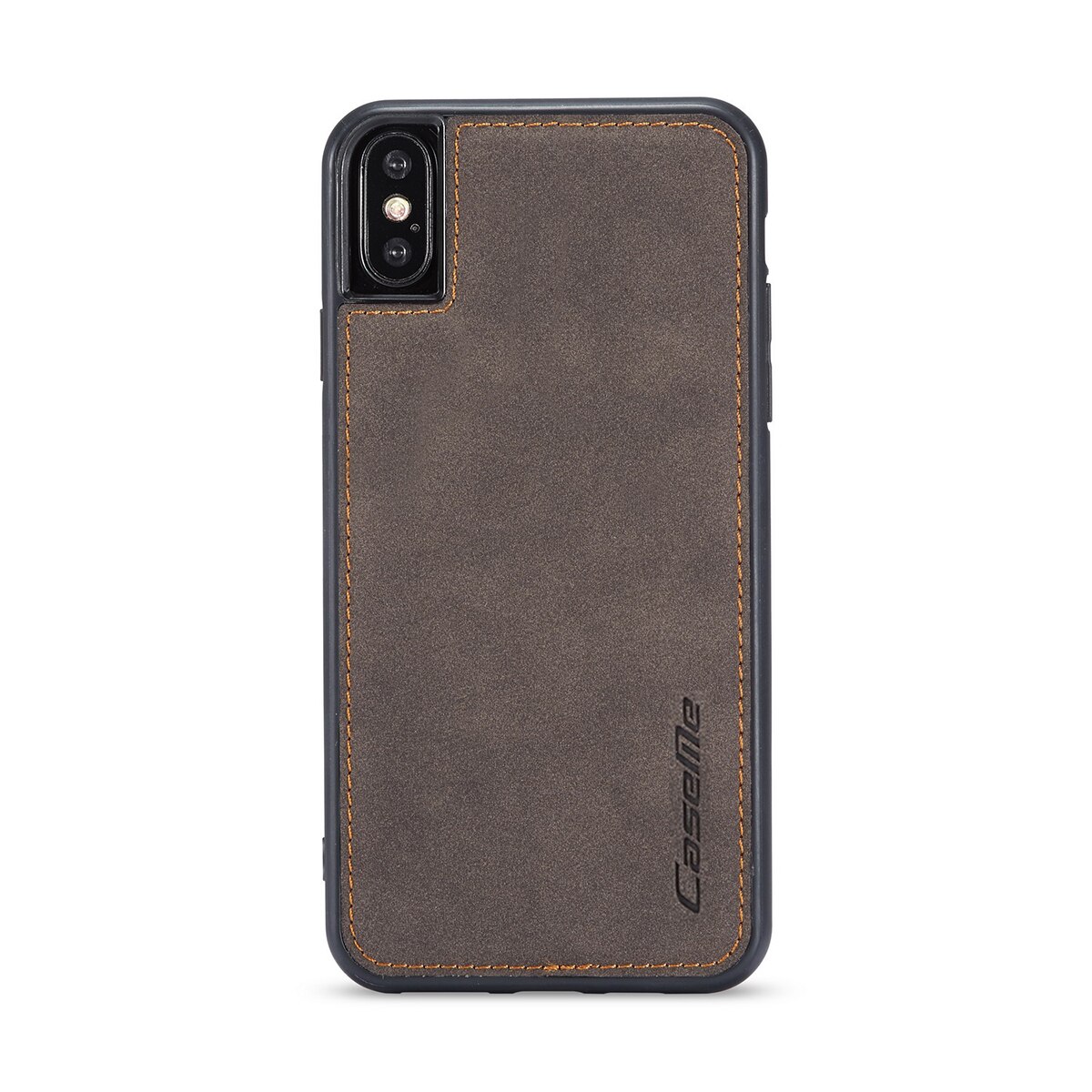 Husa iPhone X / XS, CaseMe, slim piele, tip back cover, textura catifelata, Maro coffee