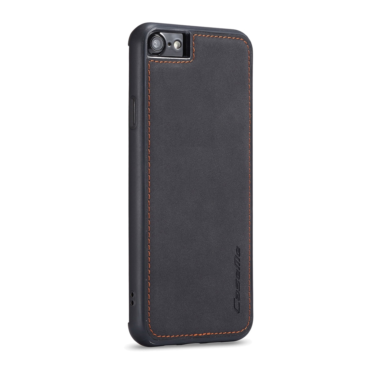 Husa iPhone SE 2 (2020), iPhone 8, iPhone 7, iPhone 6, 6s, CaseMe, slim piele, tip back cover, textura catifelata, Negru