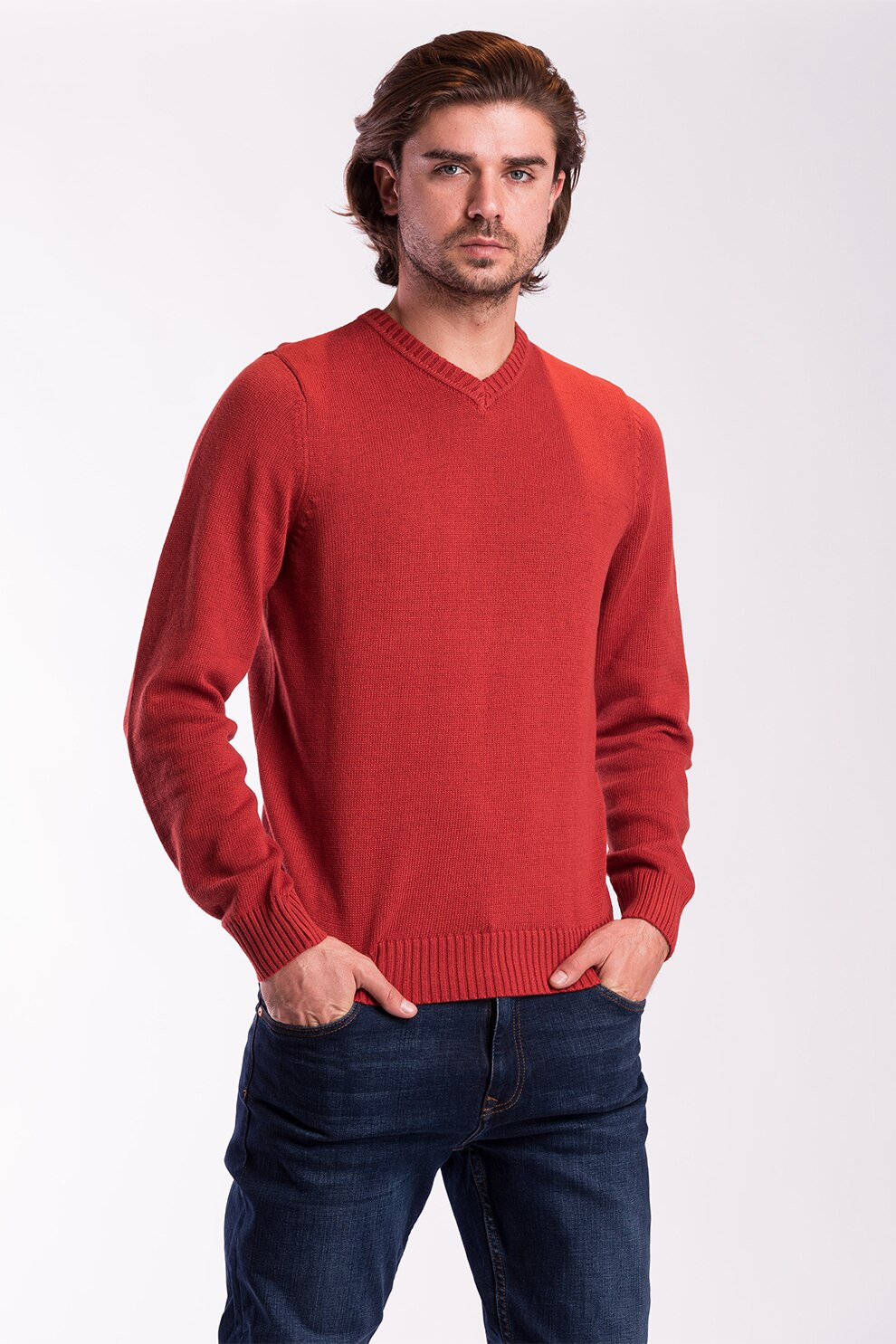 Lee Cooper, Pulover cu decolteu in V, Corai, M