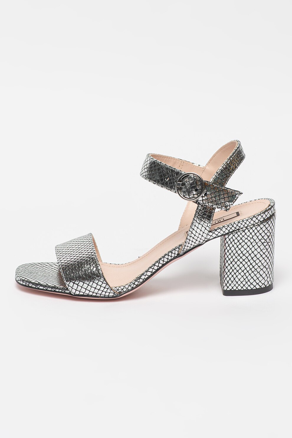 Liu Jo, Sandale din piele cu toc inalt, Argintiu/Negru, 38