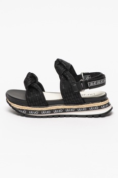 Liu Jo, Sandale cu imprimeu logo, Negru, 29 EU Liu Jo, Sandale cu imprimeu logo, Negru, 29 EU