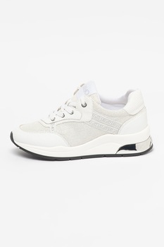 Liu Jo, Pantofi sport cu insertii de piele ecologica, Alb prafuit, 31 EU Liu Jo, Pantofi sport cu insertii de piele ecologica, Alb prafuit, 31 EU